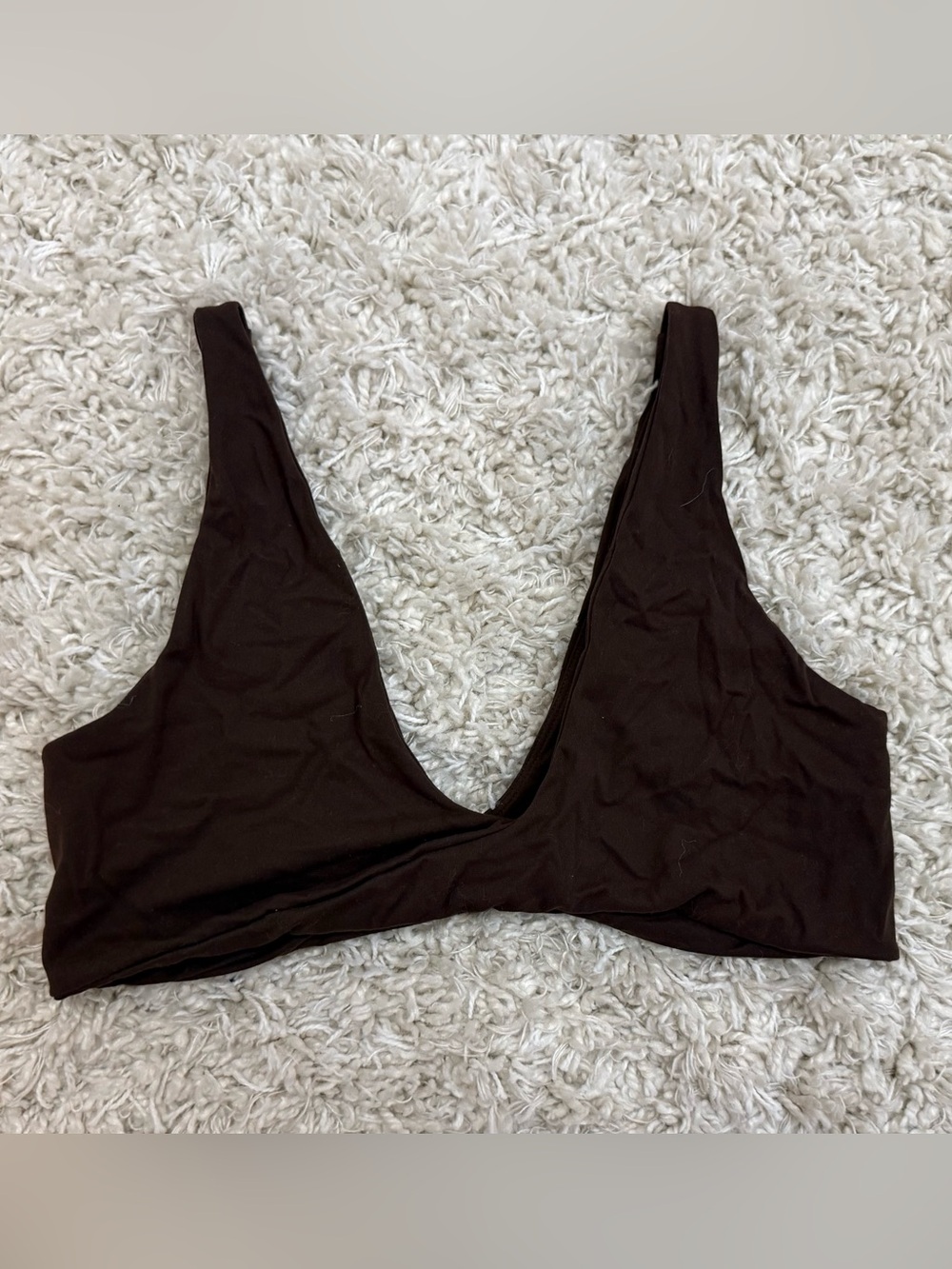 Seamless Deep V Wireless Bralette - Chocolate Brown